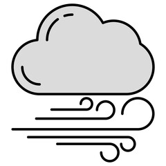 Editable design icon of windy cloud 