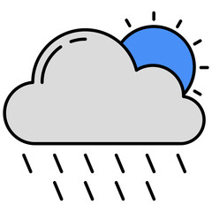 A unique design icon of partly rainy day 