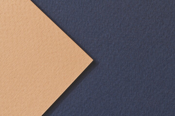 Fototapeta premium Rough kraft paper background, paper texture blue beige colors. Mockup with copy space for text