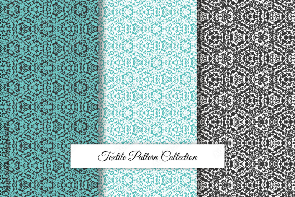 Aufkleber Vector pattern black and white set of textile patterns, Vector seamless pattern set of textile patterns, geometric pattern set Vector
