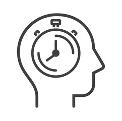 Inside the head clock, symbol illustration, vector.