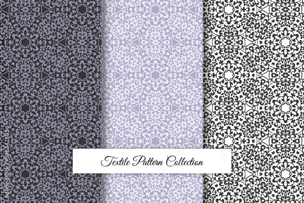 Aufkleber Vector pattern black and white set of textile patterns, Vector seamless pattern set of textile patterns, geometric pattern set Vector