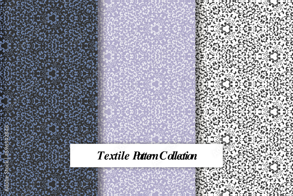 Aufkleber Vector pattern black and white set of textile patterns, Vector seamless pattern set of textile patterns, geometric pattern set Vector