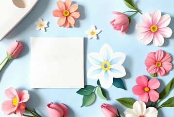 A white paper with flowers in background