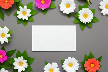 A white paper with flowers on it is on a gray background