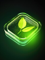 A biofuel icon with translucent glass isometric view. Generative AI