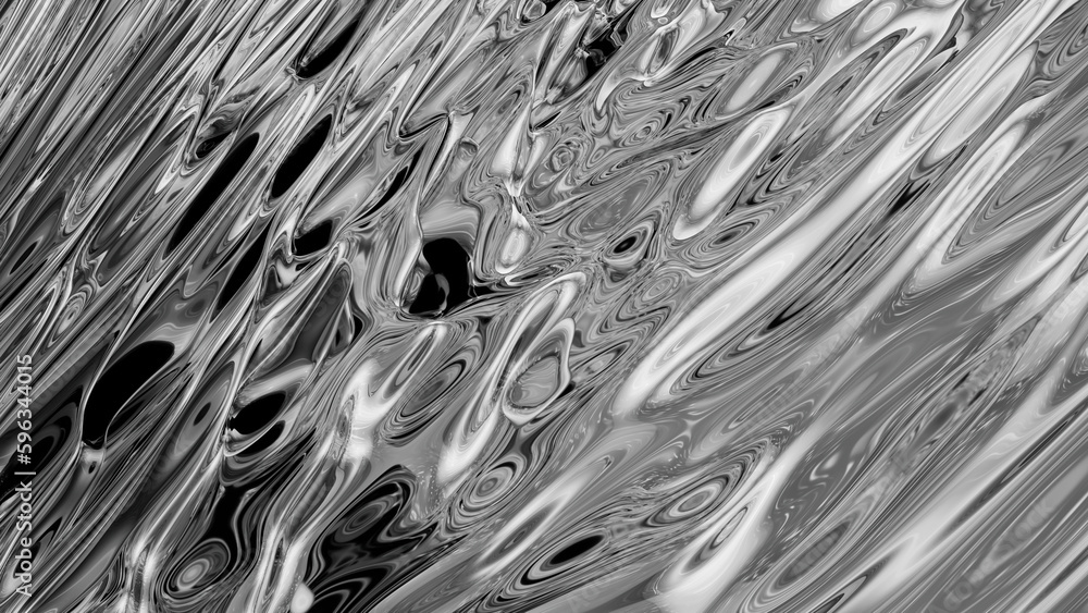 Poster abstract silver background. smooth chrome wave liquid. 3d rendering