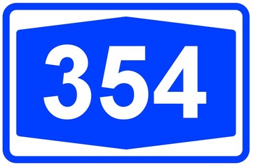 Illustration eines Autobahnschildes der Autobahn 354 in Deutschland	