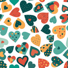seamless pattern with colorful hearts