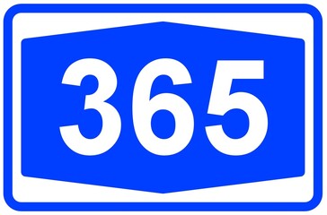 Illustration eines Autobahnschildes der Autobahn 365 in Deutschland	