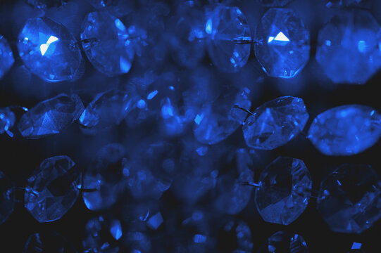Close-up of shining crystals in chain