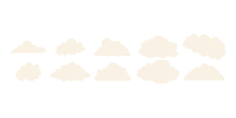 Clouds silhouettes. Collection of various forms. Design elements for the weather forecast, meteorology, web interface or cloud storage applications.