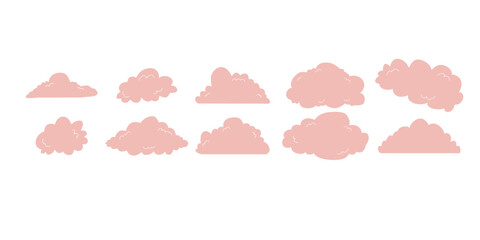Clouds silhouettes. Collection of various forms. Design elements for the weather forecast, meteorology, web interface or cloud storage applications.