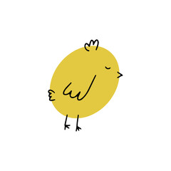 Chick. Cute little farm bird. Funny easter animal. Kids vector illustration.