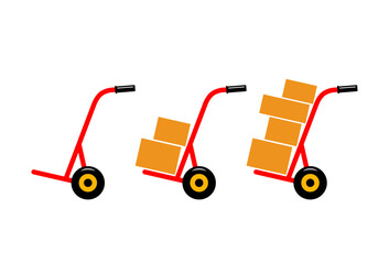 Hand truck vector icons on white background
