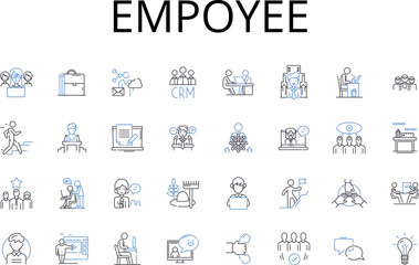 Empoyee line icons collection. Team member, Staffer, Worker bee, Crew member, Laborer, Office worker, Co-worker vector and linear illustration. Colleague,Workmate,Associate outline signs Generative AI - obrazy, fototapety, plakaty