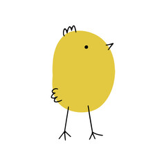 Chick. Cute little farm bird. Funny easter animal. Kids vector illustration.