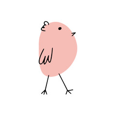 Chick. Cute little farm bird. Funny easter animal. Kids vector illustration.