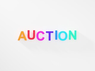 Auction text word banner colored letters
