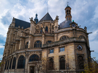 Fototapeta na wymiar The Church of St. Eustache, the Flamboyant Gothic style, built in 1532 and 1632, in Paris, France