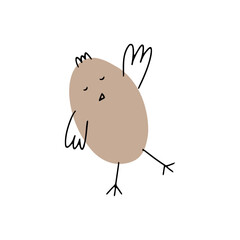 Chick. Cute little farm bird. Funny easter animal. Kids vector illustration.