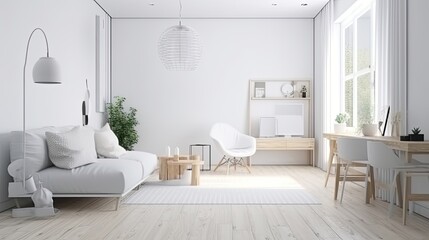  White wall living room have sofa and decoration, generative ai