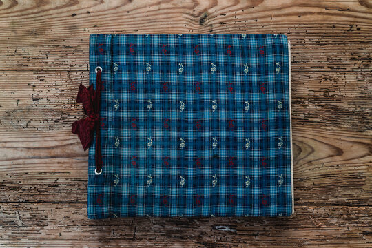 ornamental notebook on wood