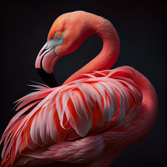 pink flamingo on dark background