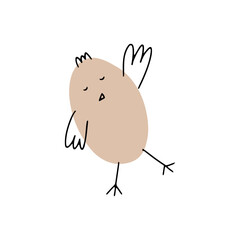 Chick. Cute little farm bird. Funny easter animal. Kids vector illustration.