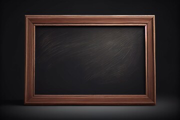 Fototapeta na wymiar Chalkboard texture background, brown wooden frame, backdrop, realistic. Generative AI