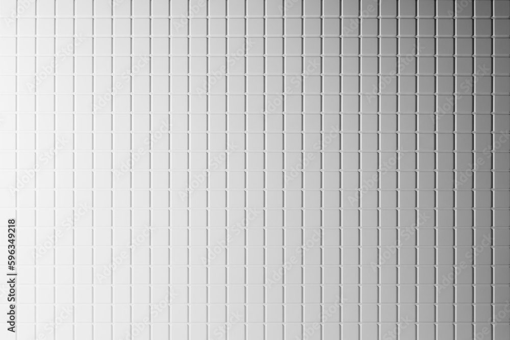 Poster white tiny square stone tile as texture with gradient, pattern, abstract background, top view. elega