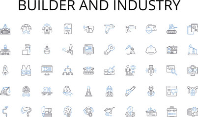 Builder and industry line icons collection. Dispatch, Shipment, Parcel, courier, Package, Consignment, Cargo vector and linear illustration. Express,Speedy,Prompt outline signs set Generative AI