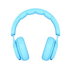 3D Rendering Blue headphones isolated on white background