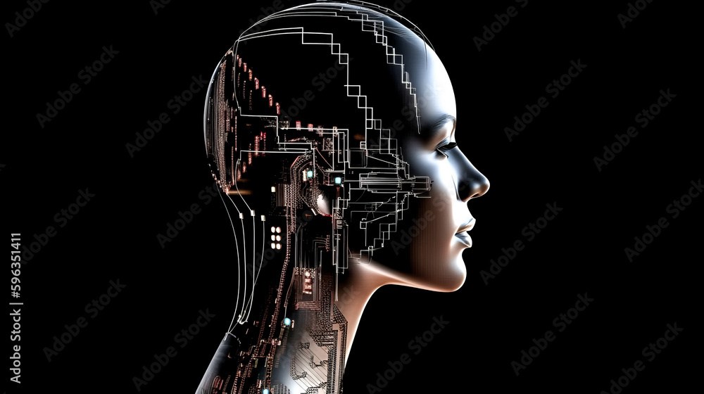Aufkleber the concept of artificial intelligence was explored by a woman. - generative ai.