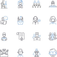 Occupation and leadership line icons collection. Manager, CEO, Executive, Director, Leader, Supervisor, Entrepreneur vector and linear illustration. Visionary,Innovator,Trailblazer Generative AI