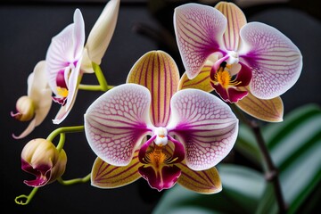 Fototapeta na wymiar Phalaenopsis (moth orchid) revolver blooming - how to grow flowering houseplants