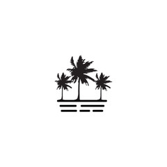 design view of coconut trees by the beach