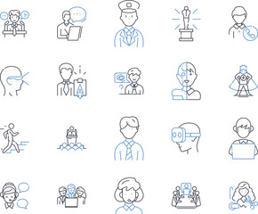 Post and governance line icons collection. Transparency, Accountability, Leadership, Compliance, Regulation, Policy, Decision-making vector and linear illustration. Generative AI