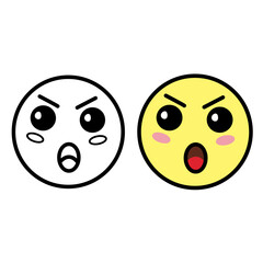 Angry Icons. Emotions Face. Cartoon Cute Vector Icons