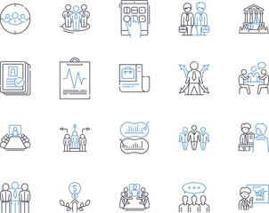 Fototapeta premium Value and benefit line icons collection. Advantage, Return, Worth, Gain, Merit, Profit, Benefit vector and linear illustration. Good,Quality,Asset outline signs set Generative AI