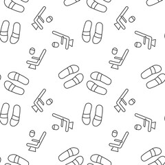 Seamless monochrome repeating pattern of flippers and sit on the plane