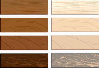 看板や表示板に活用できる様々な品種・色による木製平板イラスト素材