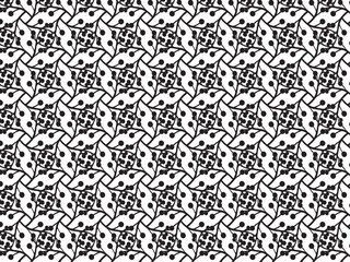 black and white seamless dots and leaf pattern