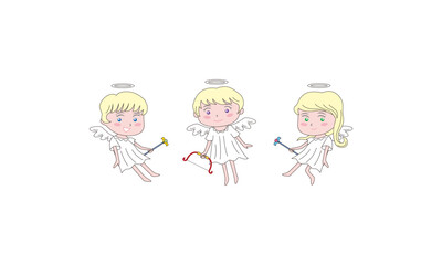 3人のかわいい天使のイラスト