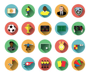 Illustration of flat soccer icons set