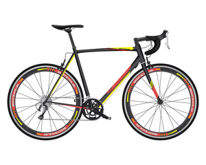 Race road bike isolated bicycle on white. Realistic	