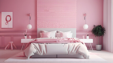 Naklejka na ściany i meble grey and pink interior of a bedroom