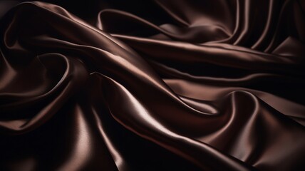Brown silk fabrics close-up texture, background. Luxury background design. AI generated. - obrazy, fototapety, plakaty