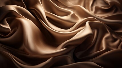 Brown silk fabrics close-up texture, background. Luxury background design. AI generated. - obrazy, fototapety, plakaty