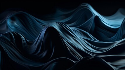 Dark blue silk fabrics close-up texture, background. Luxury background design. AI generated. - obrazy, fototapety, plakaty